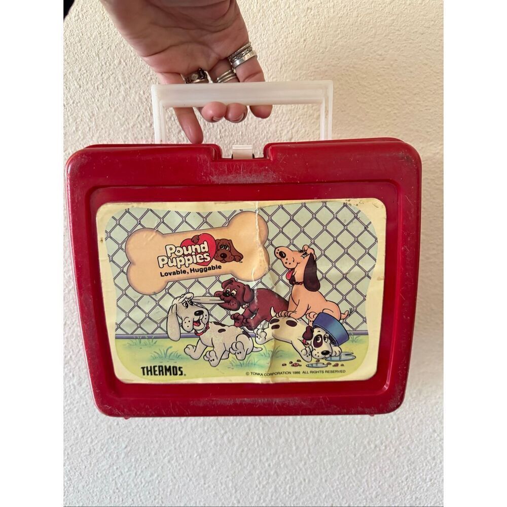 Pound Puppies Thermos Tonka 1986 plastic lunchbox collectible nostalgic 90s lun